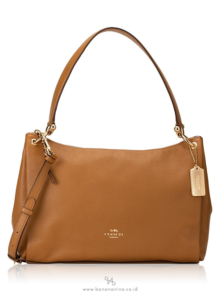 COACH 28966 Pebbled Leather Mia Shoulder Bag Light Saddle