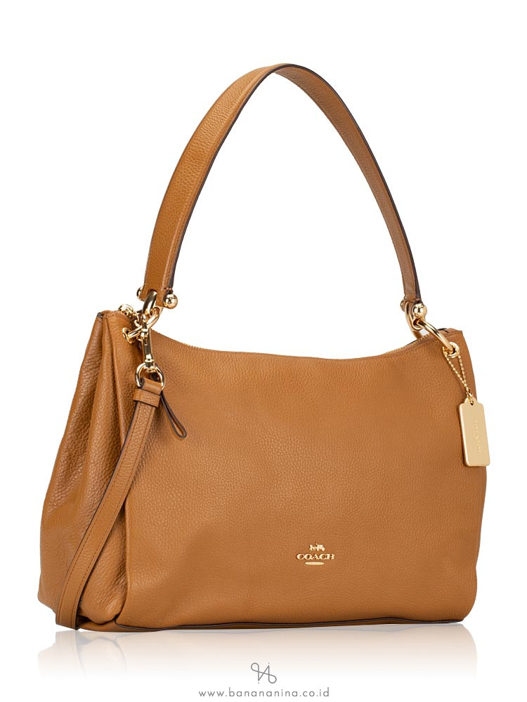COACH 28966 Pebbled Leather Mia Shoulder Bag Light Saddle