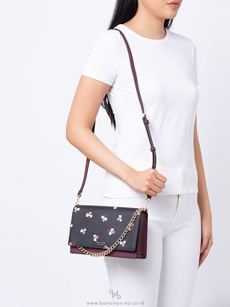 KATE SPADE Cameron Dusk Buds Ditsy Convertible Crossbody Black Multi