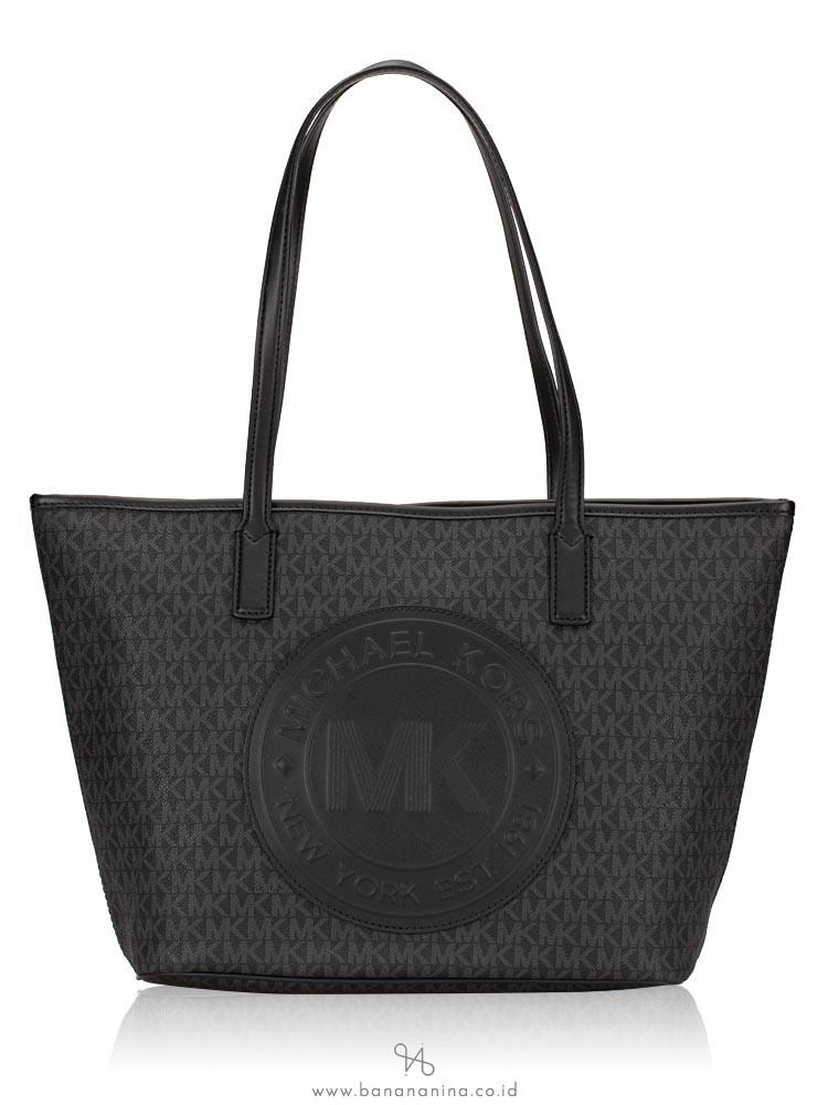 MICHAEL KORS Fulton Monogram Sport Logo Medium Top Zip Tote Black