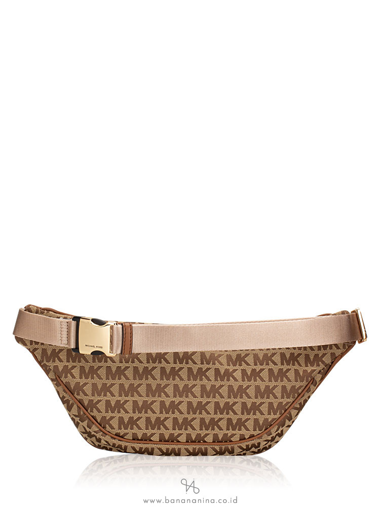 MICHAEL KORS Kenly Monogram Waist Pack Beige Ebony Luggage