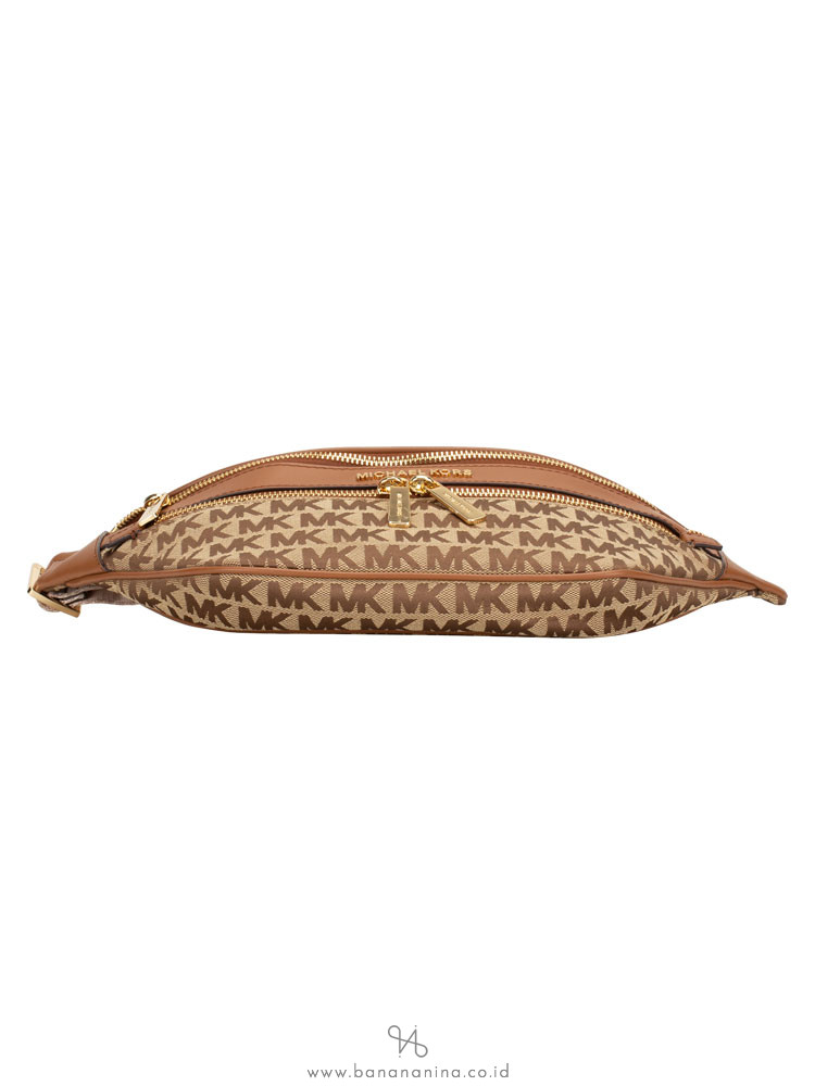 MICHAEL KORS Kenly Monogram Waist Pack Beige Ebony Luggage
