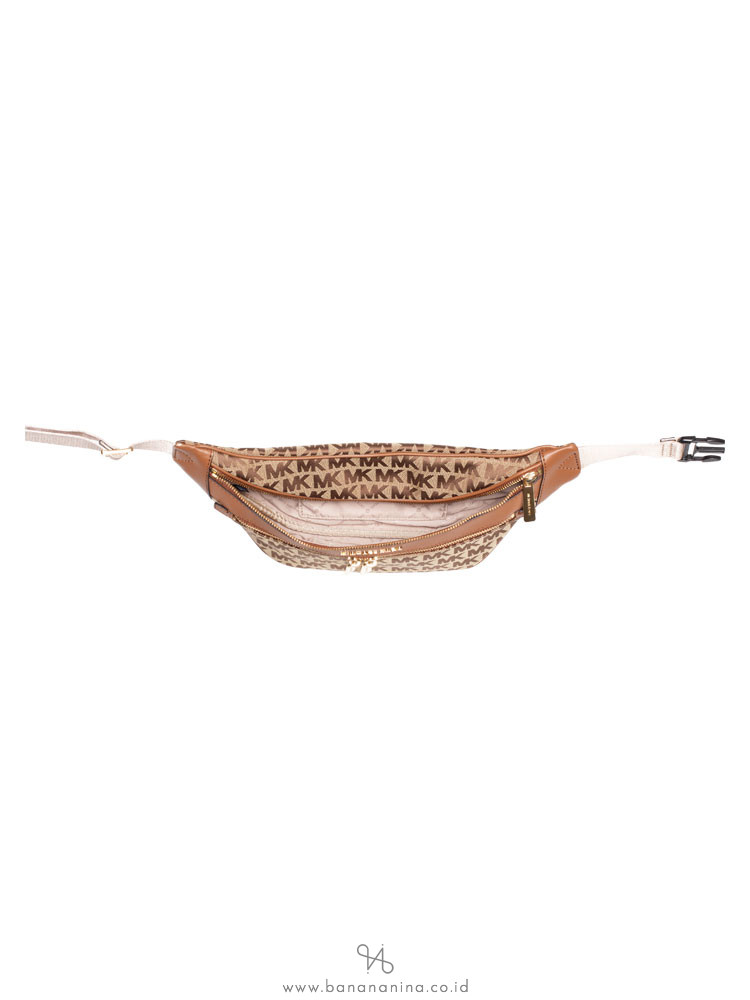 MICHAEL KORS Kenly Monogram Waist Pack Beige Ebony Luggage