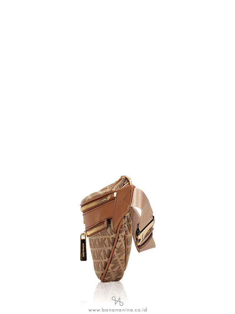 MICHAEL KORS Kenly Monogram Waist Pack Beige Ebony Luggage
