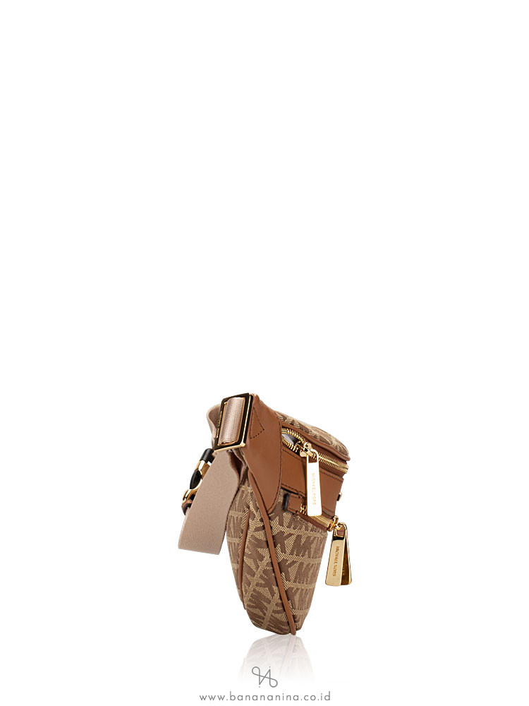 MICHAEL KORS Kenly Monogram Waist Pack Beige Ebony Luggage