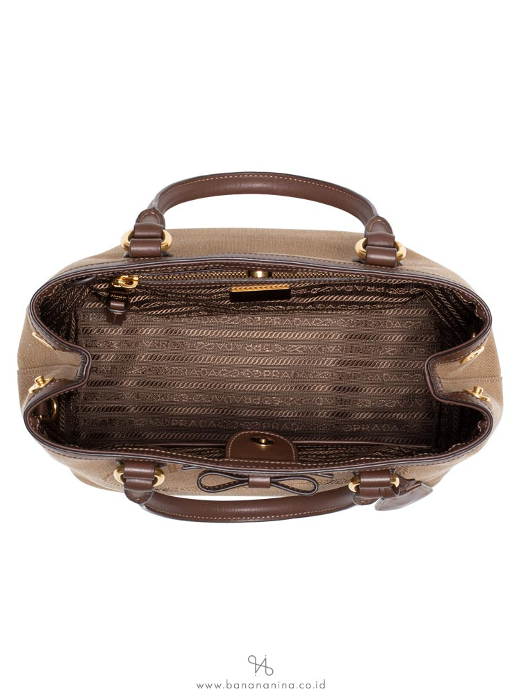 PRADA 1BA172 Logo Jacquard Satchel Corda Bruciato