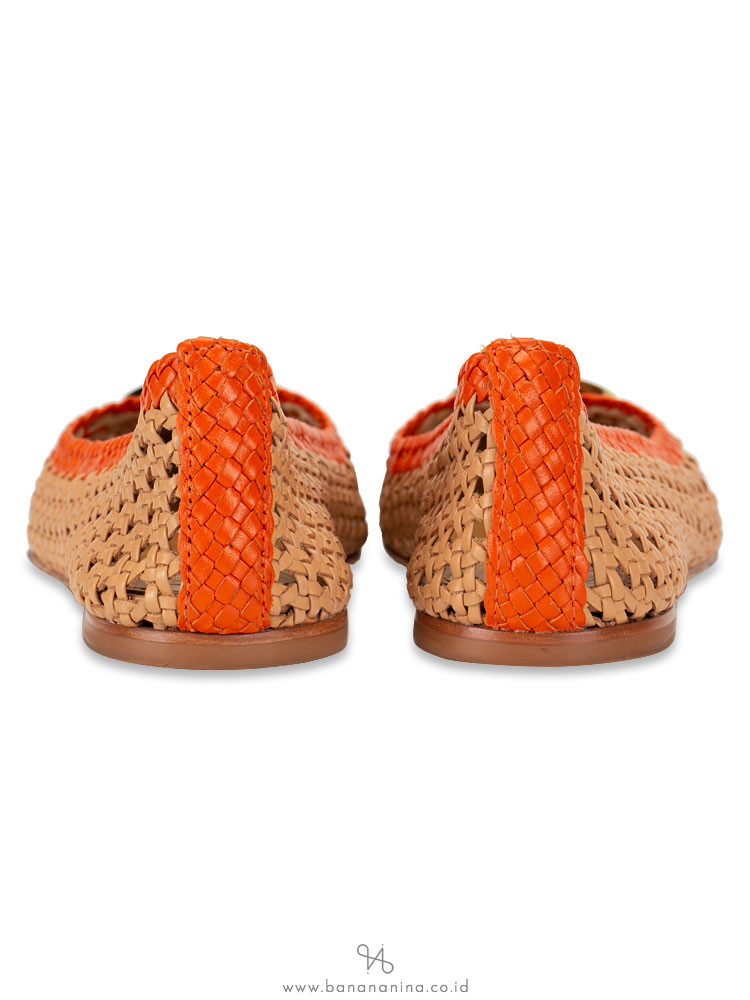 TORY BURCH Chelsea Woven Leather Flat Pomander Sz 7.5