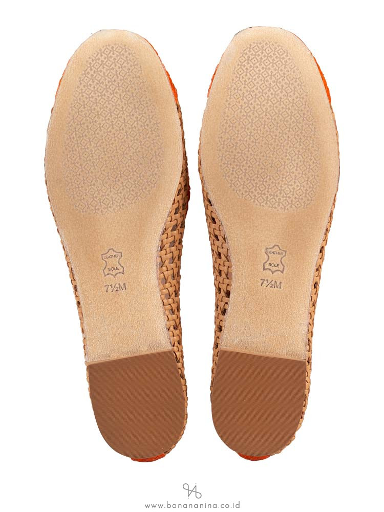 TORY BURCH Chelsea Woven Leather Flat Pomander Sz 7.5