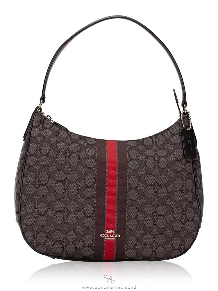 COACH 39042 Signature Jacquard Stripe Hobo Red Multi