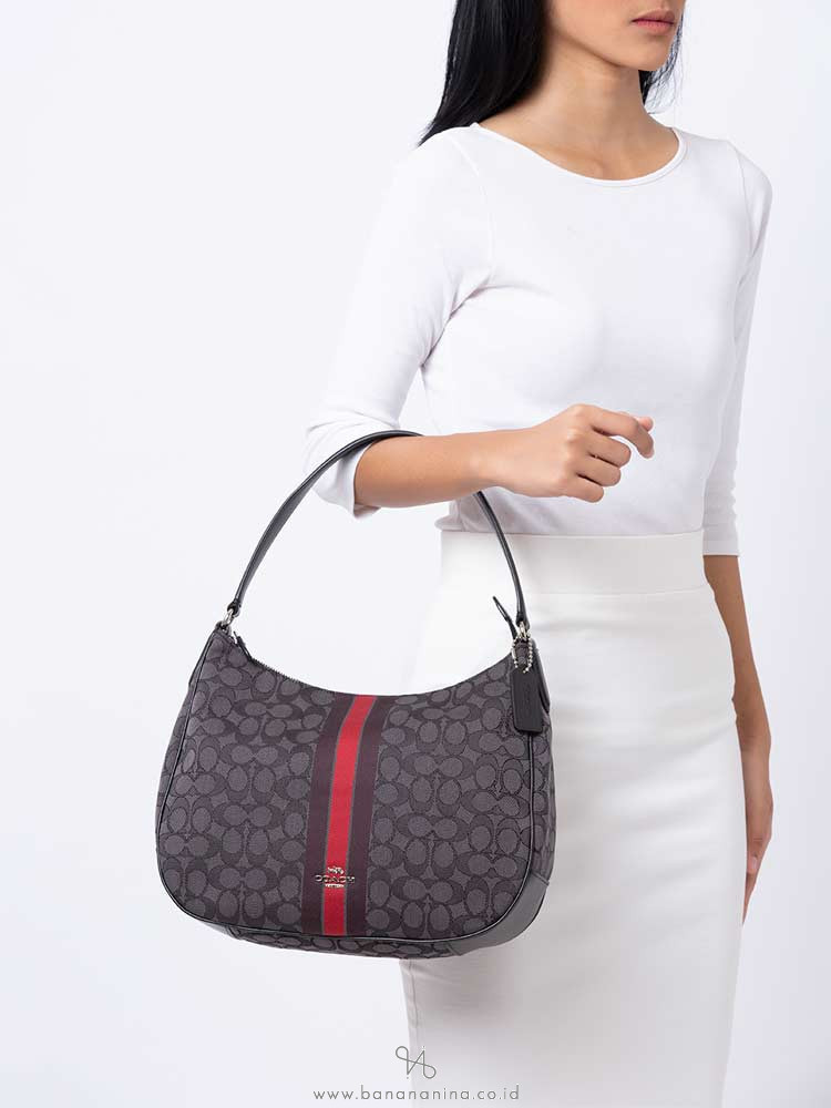 COACH 39042 Signature Jacquard Stripe Hobo Red Multi