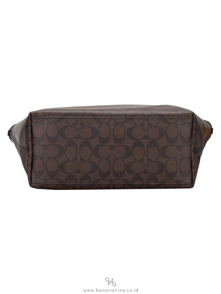 COACH 36876 Signature City Top Zip Tote Brown Black