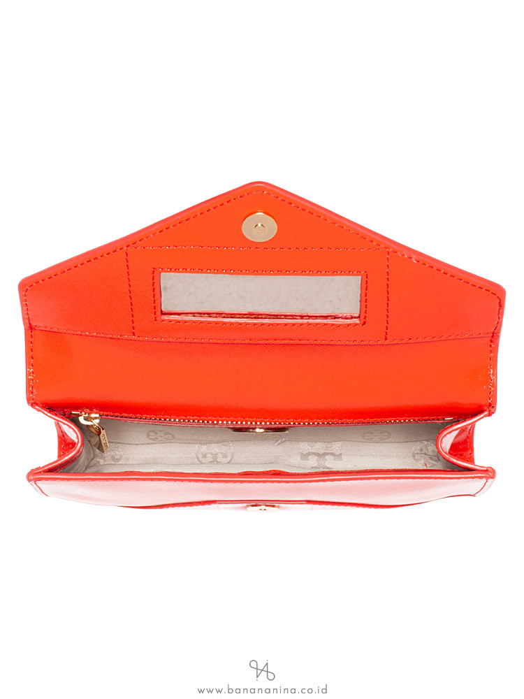 TORY BURCH Robinson Small Envelope Roll Clutch Poppy Red