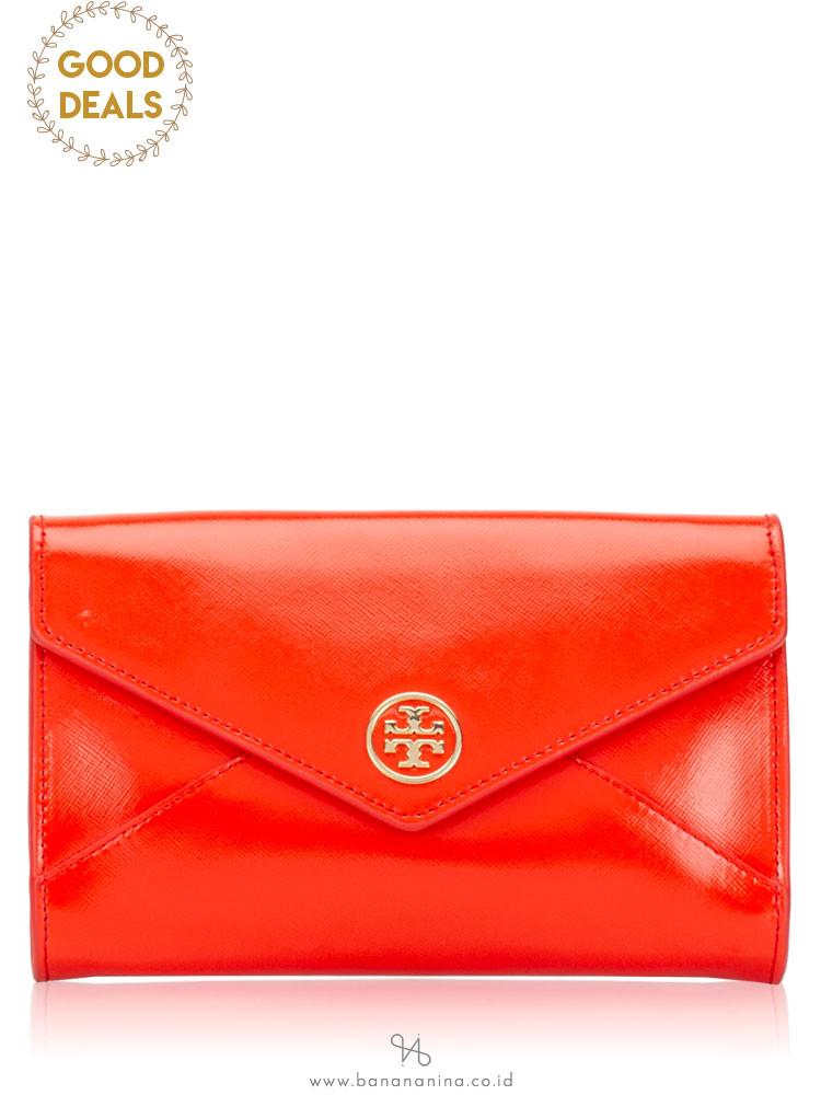 TORY BURCH Robinson Small Envelope Roll Clutch Poppy Red