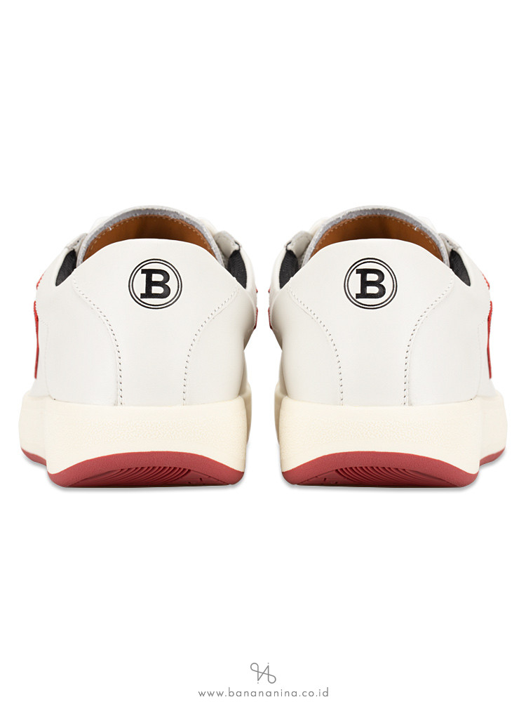 BALLY Men New Competition Sneakers White Red Sz 40.5