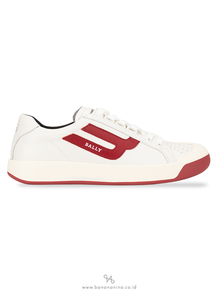 BALLY Men New Competition Sneakers White Red Sz 40.5