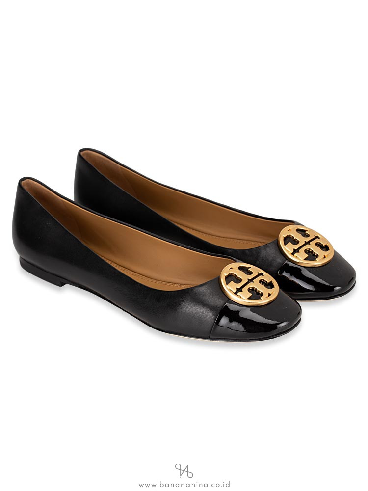 TORY BURCH Chelsea Cap-Toe Ballet Flat Black Sz 6.5