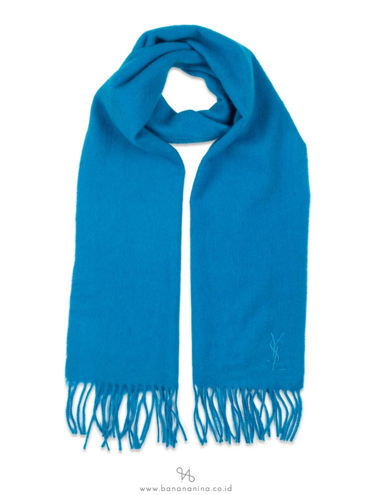 YSL Merino Wool Cashmere Scarf Ocean