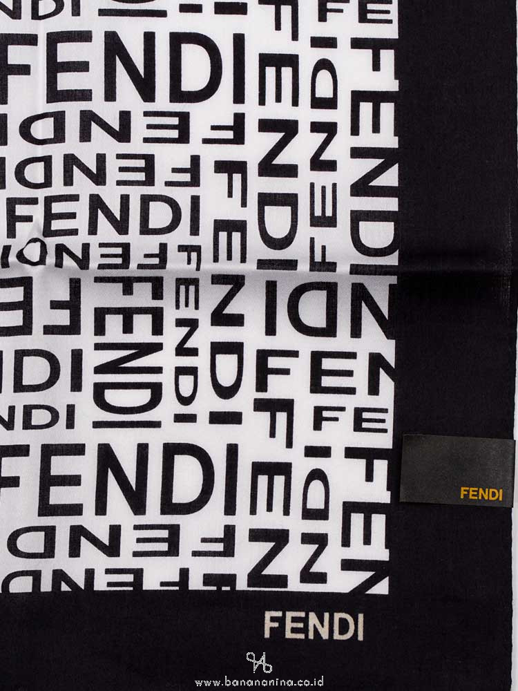 FENDI Printed Woven Scarf Black White