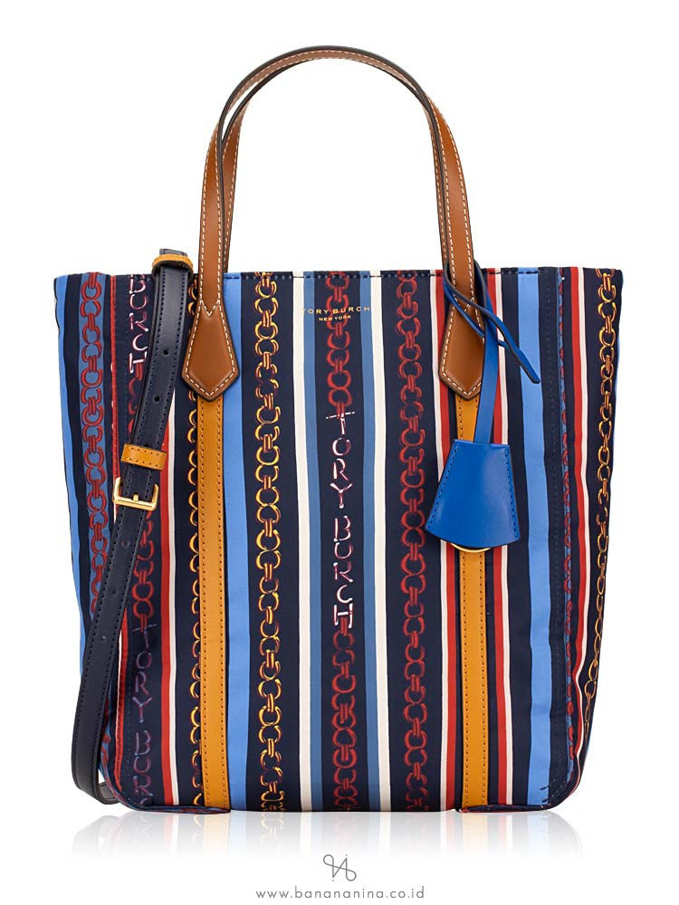TORY BURCH Perry Nylon Printed Tote Gemini Multi Stripe