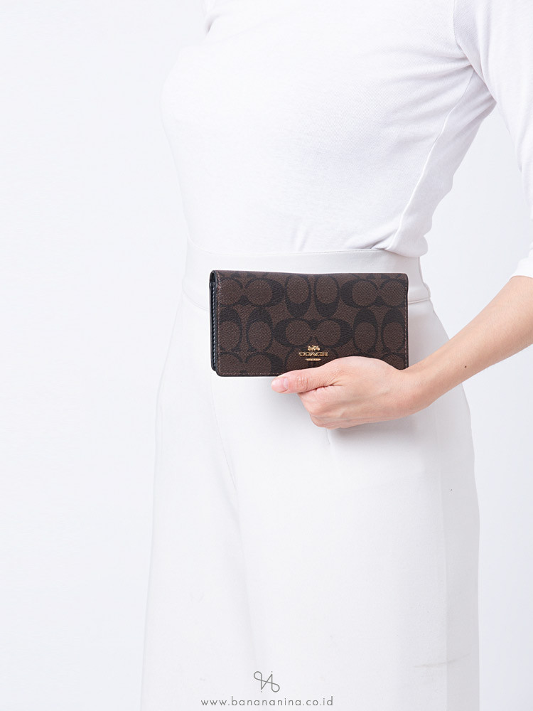 COACH 88026 Signature Bifold Wallet Brown Black
