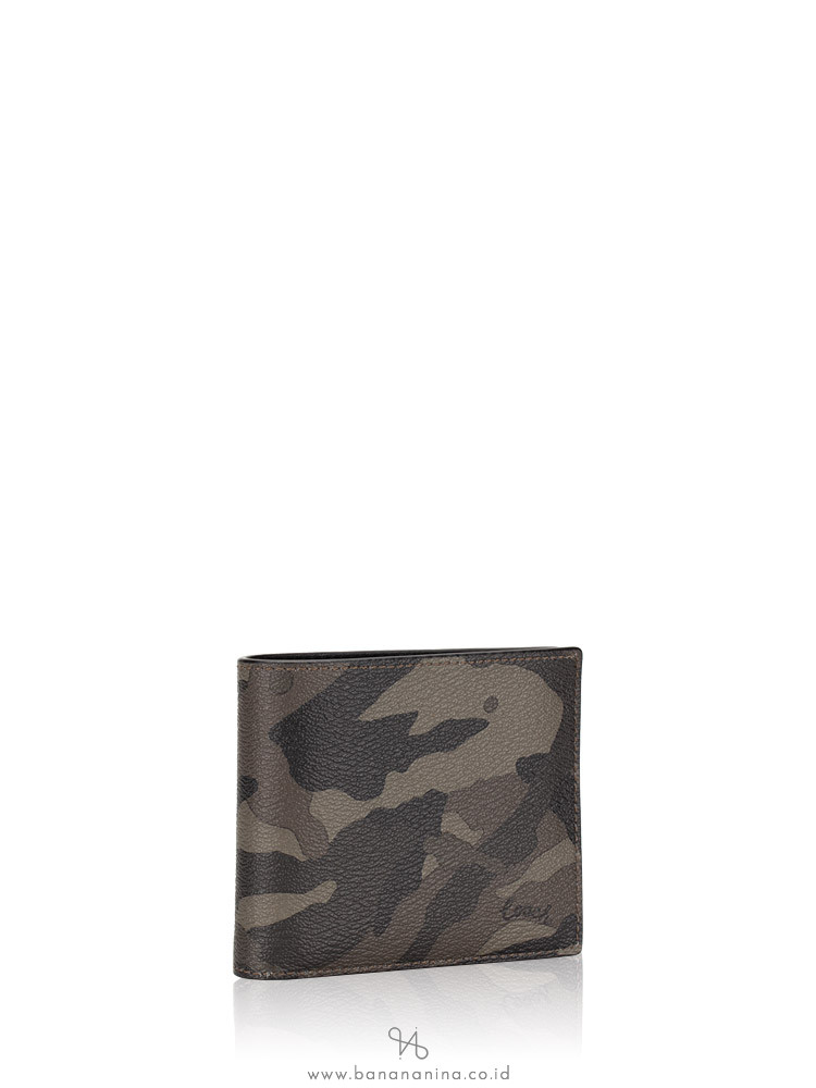 COACH Men 76851 3 In 1 Ink Camo Compact ID Wallet Green Black