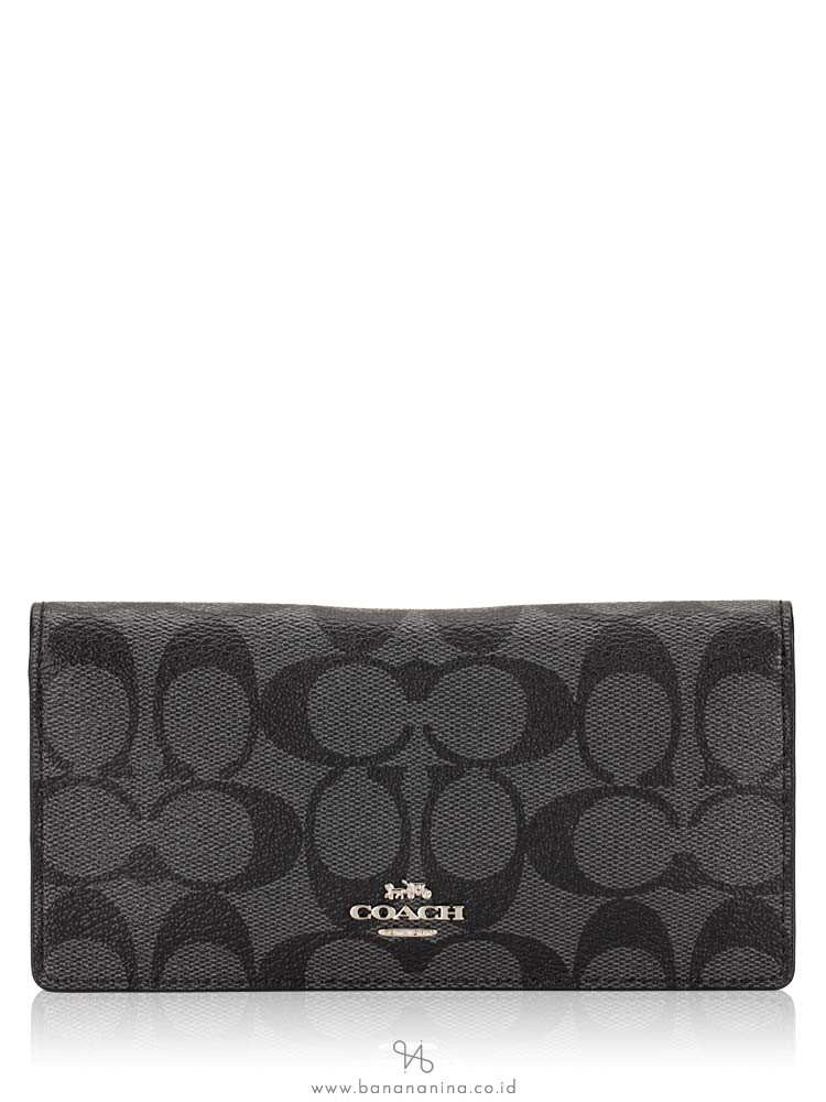 COACH 88026 Signature Bifold Wallet Black Smoke