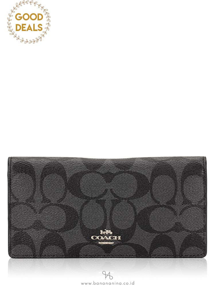 COACH 88026 Signature Bifold Wallet Black Smoke