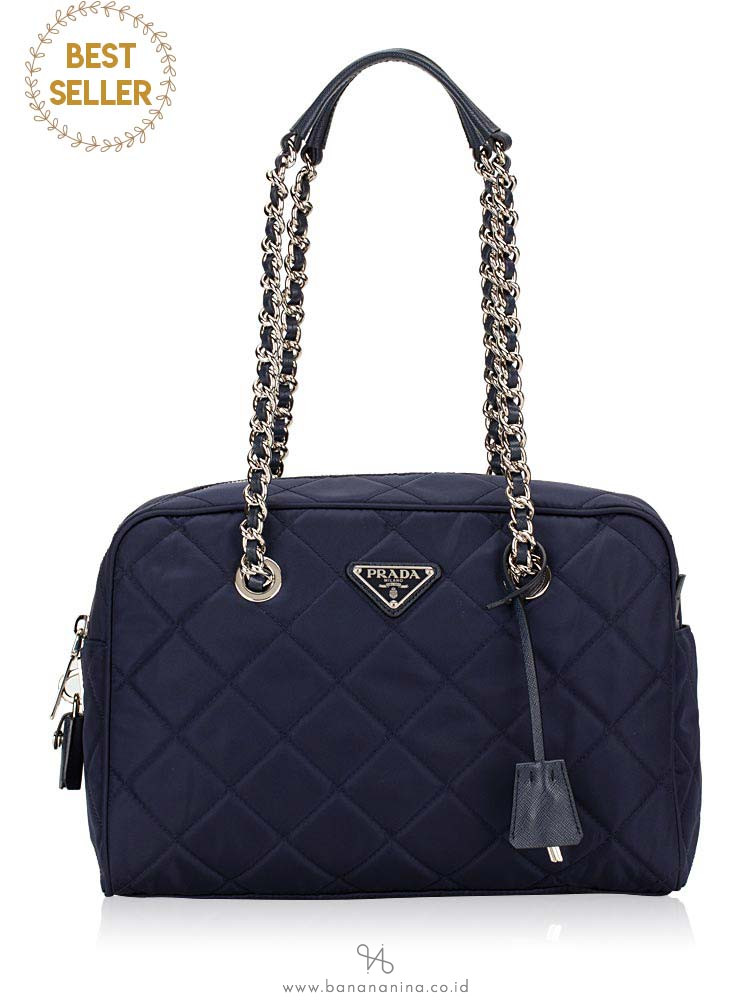 PRADA 1BB903 Tessuto Impuntu Tote Baltico