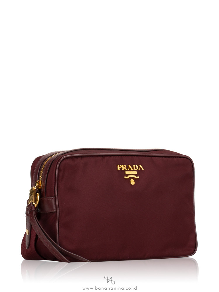 PRADA 1BH089 Tessuto Soft Calf Crossbody Granato