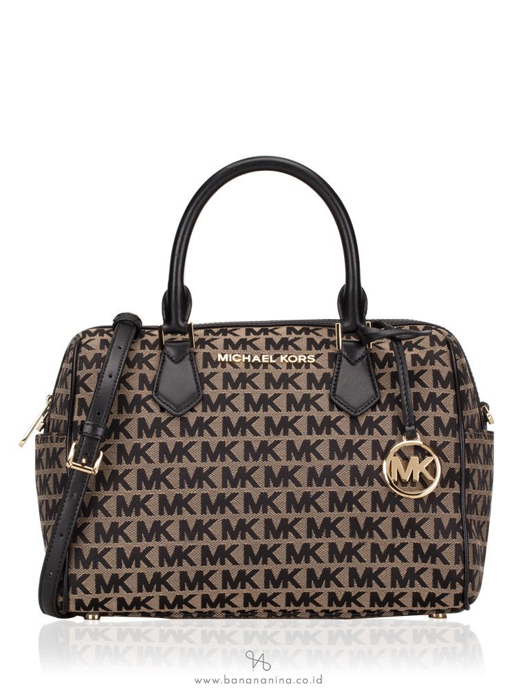 MICHAEL KORS Bedford Signature Large Duffle Bag Beige Black