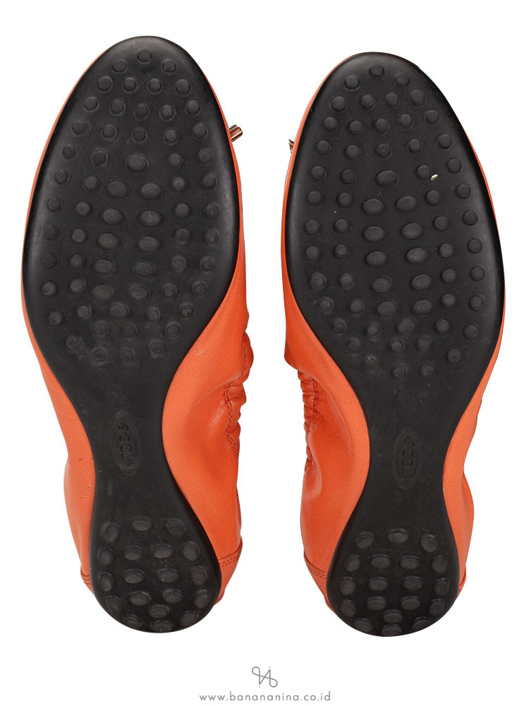 TOD'S Dee Laccetto Ballerina Flats Coral Sz 36.5