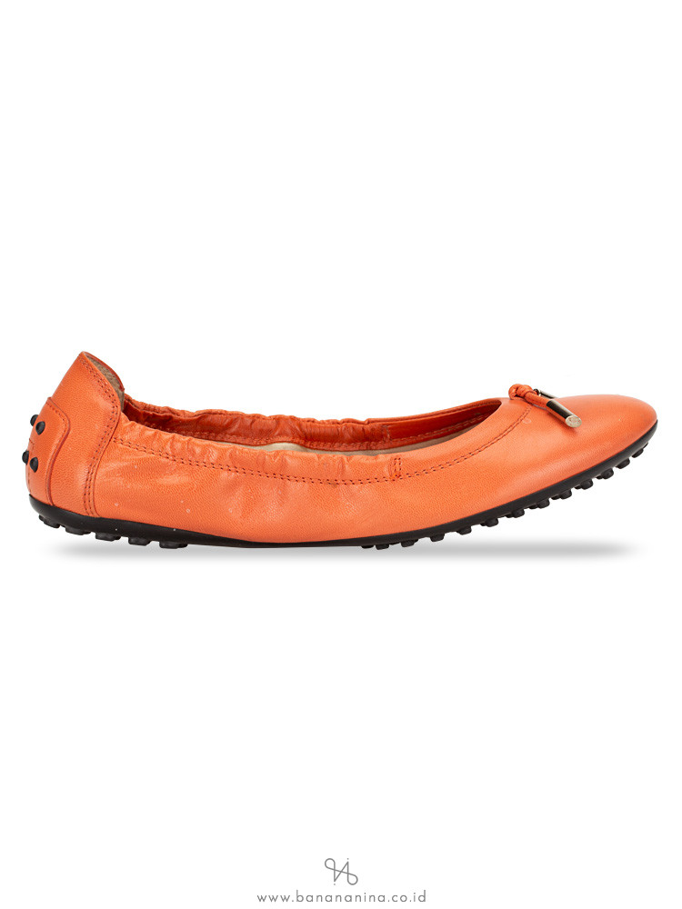 TOD'S Dee Laccetto Ballerina Flats Coral Sz 36.5
