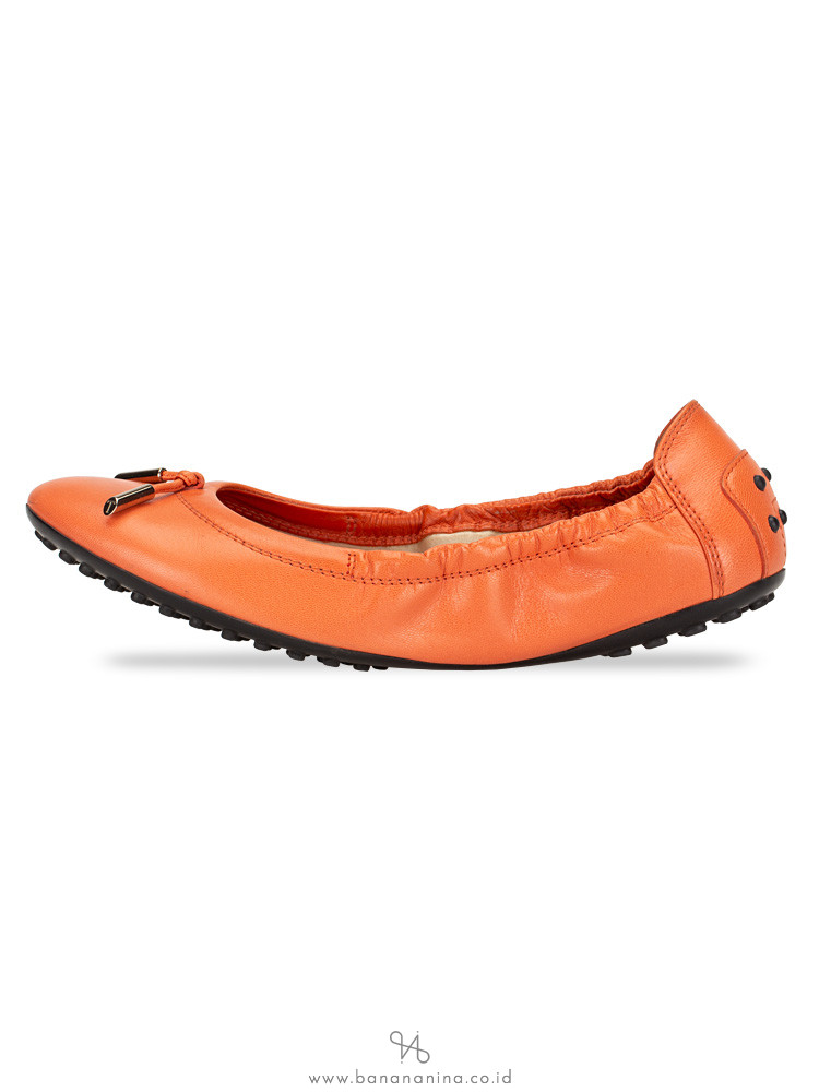 TOD'S Dee Laccetto Ballerina Flats Coral Sz 36.5