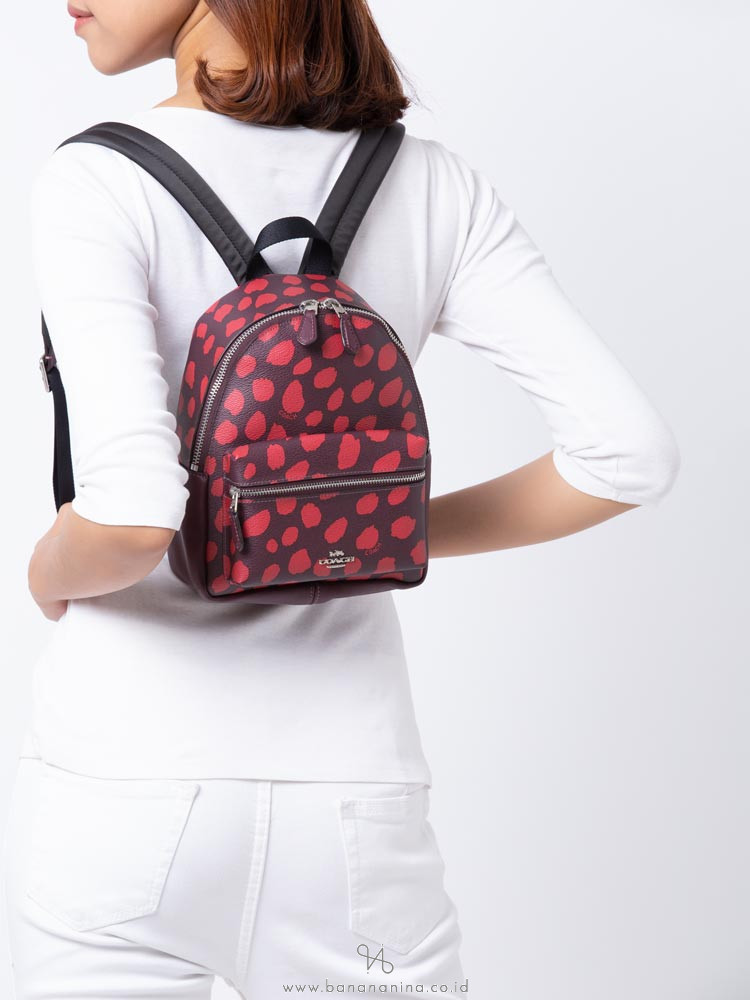 COACH 39030 Deer Spot Mini Charlie Backpack Raspberry