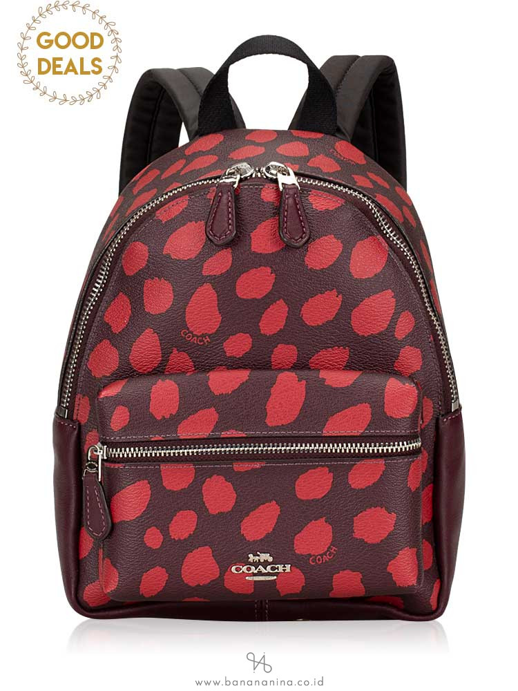 COACH 39030 Deer Spot Mini Charlie Backpack Raspberry