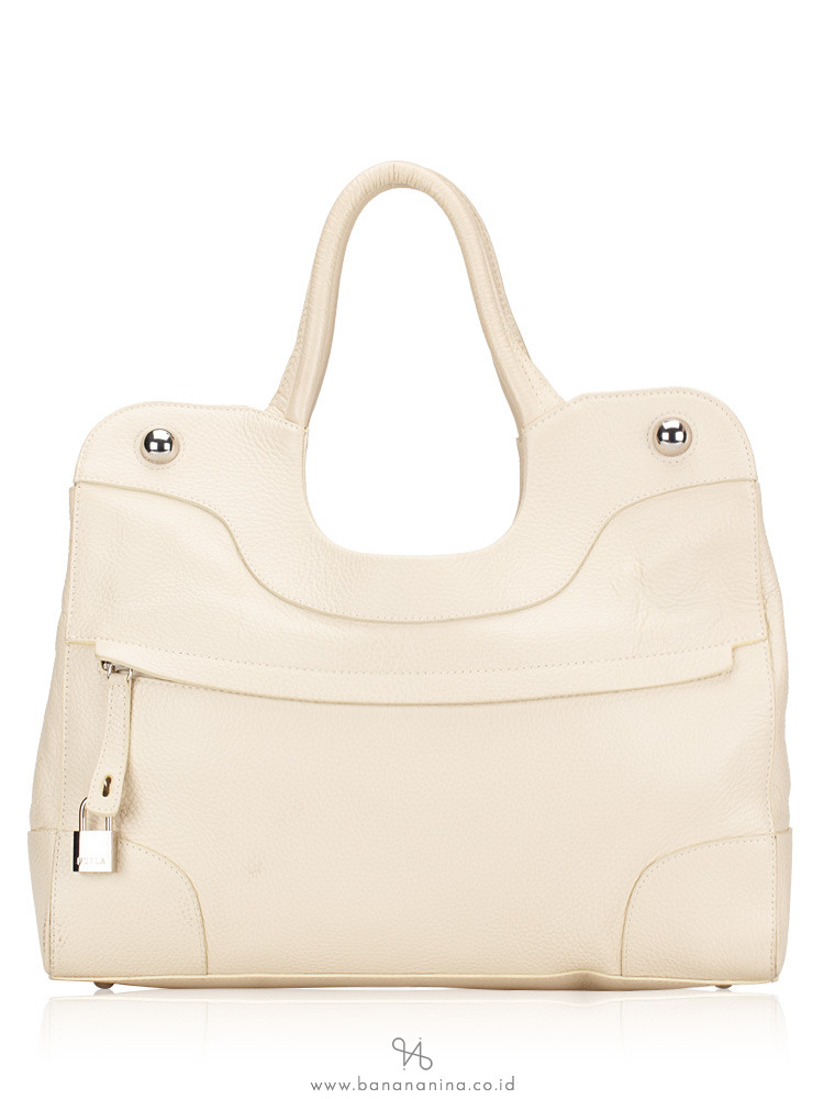 FURLA Roil Leather Tote Bag White