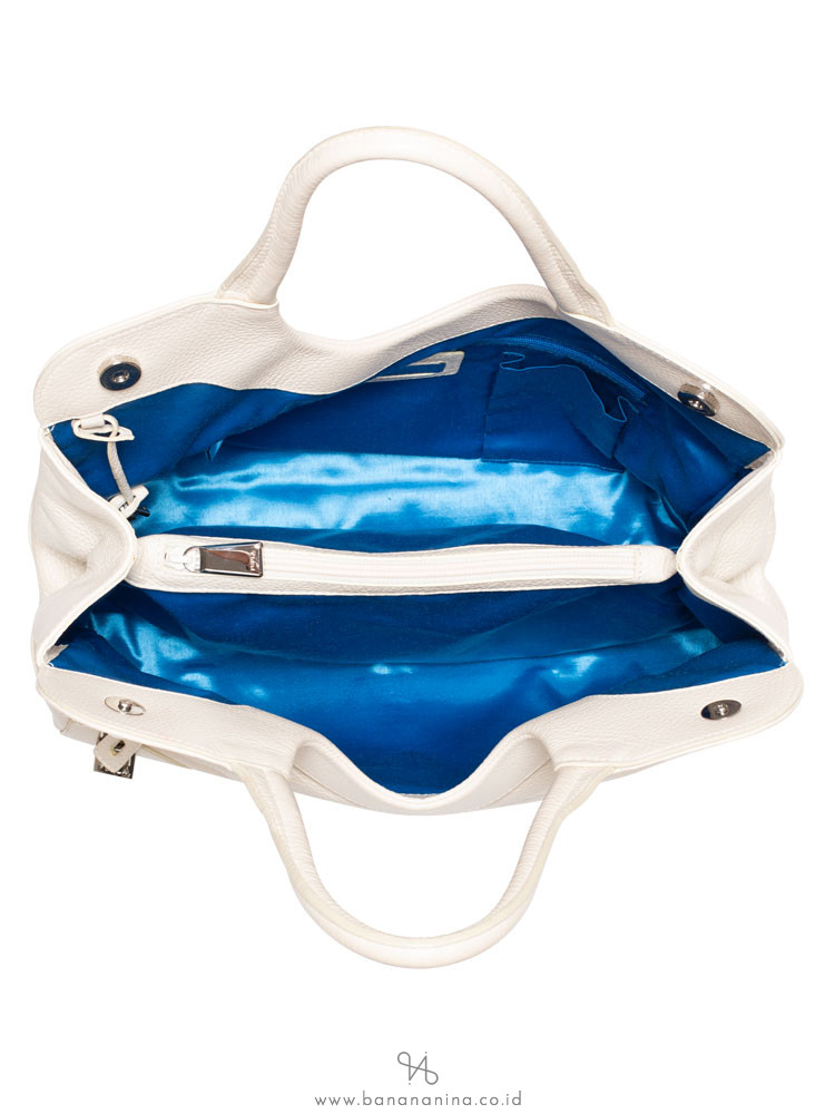 FURLA Roil Leather Tote Bag White