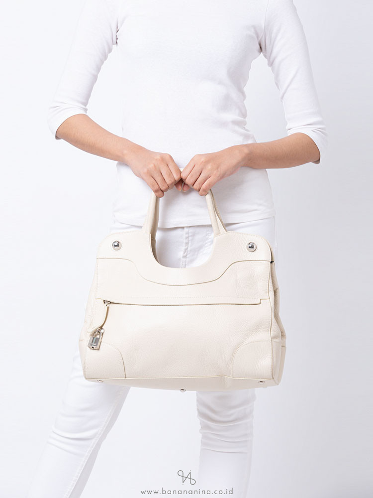 FURLA Roil Leather Tote Bag White