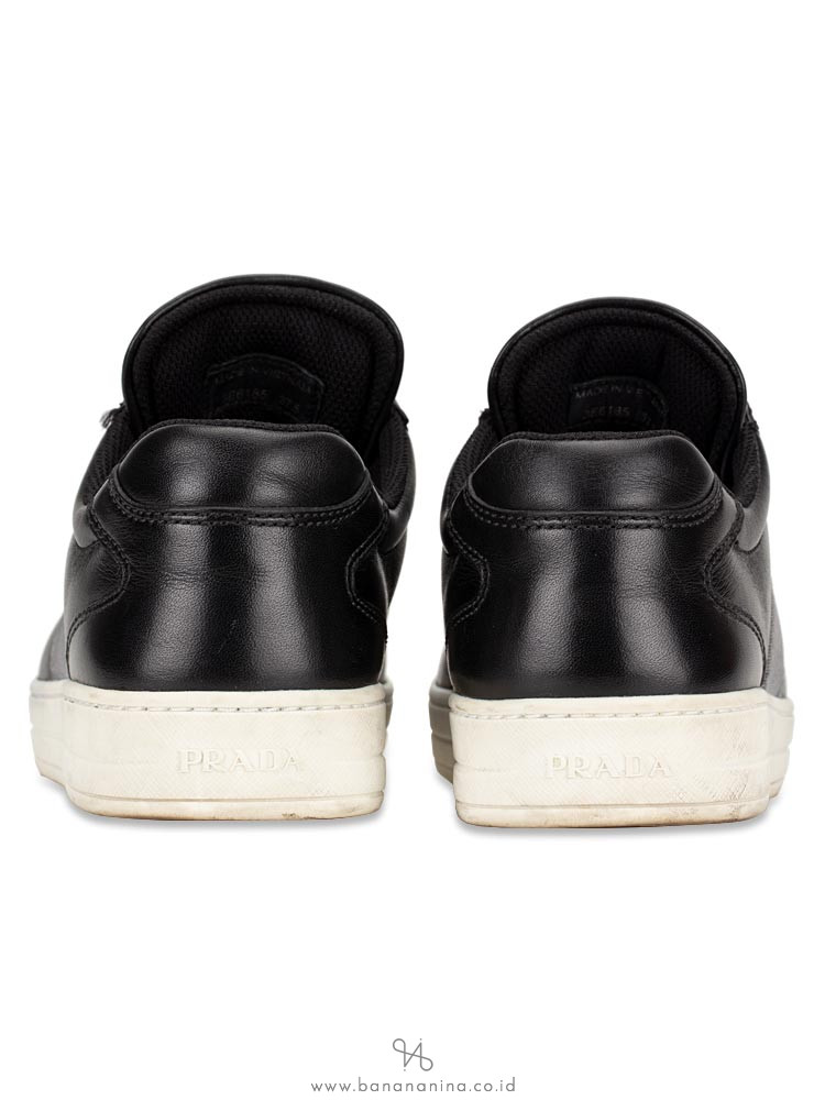 PRADA 3E6185 Vitello Sneakers Nero Cromo Sz 37.5