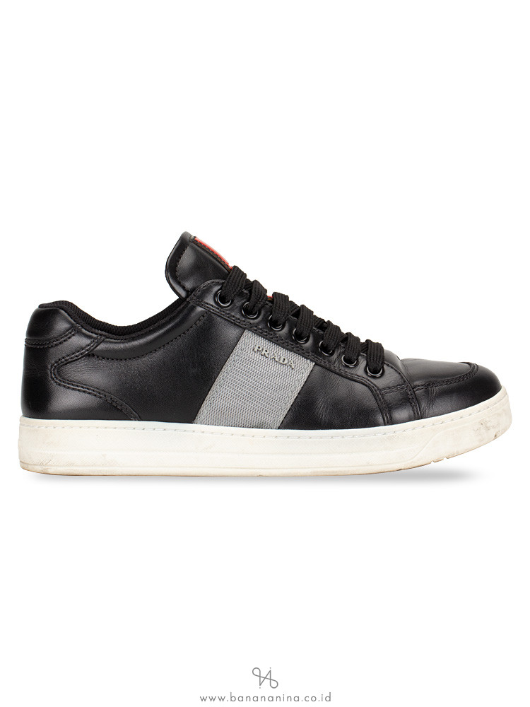 PRADA 3E6185 Vitello Sneakers Nero Cromo Sz 37.5