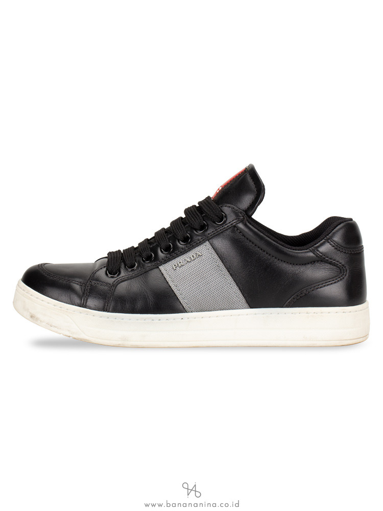 PRADA 3E6185 Vitello Sneakers Nero Cromo Sz 37.5
