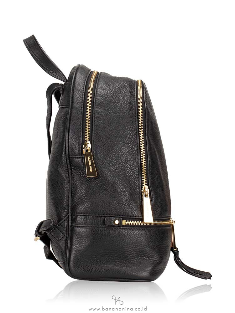 Michael Kors Rhea Leather Zip Medium Backpack Black