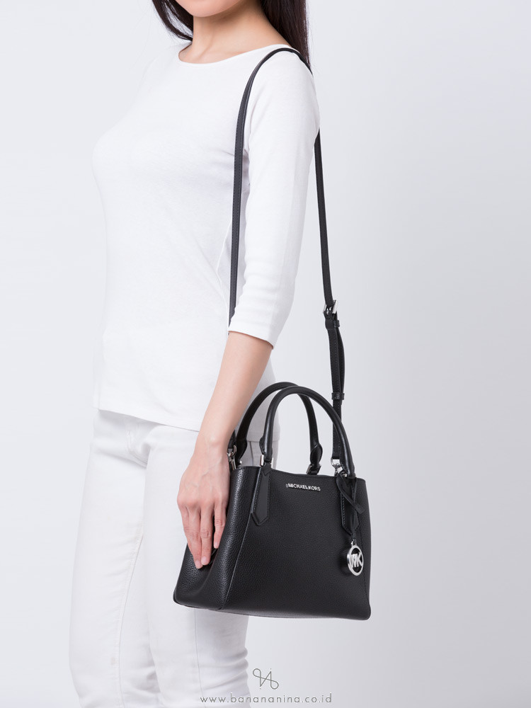 MICHAEL KORS Kimberly Leather Small Satchel Black