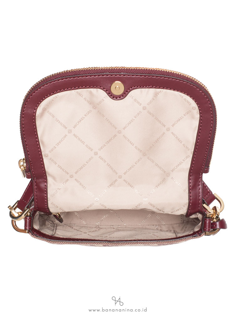 MICHAEL KORS Bedford Monogram Small Flap Crossbody Oxblood