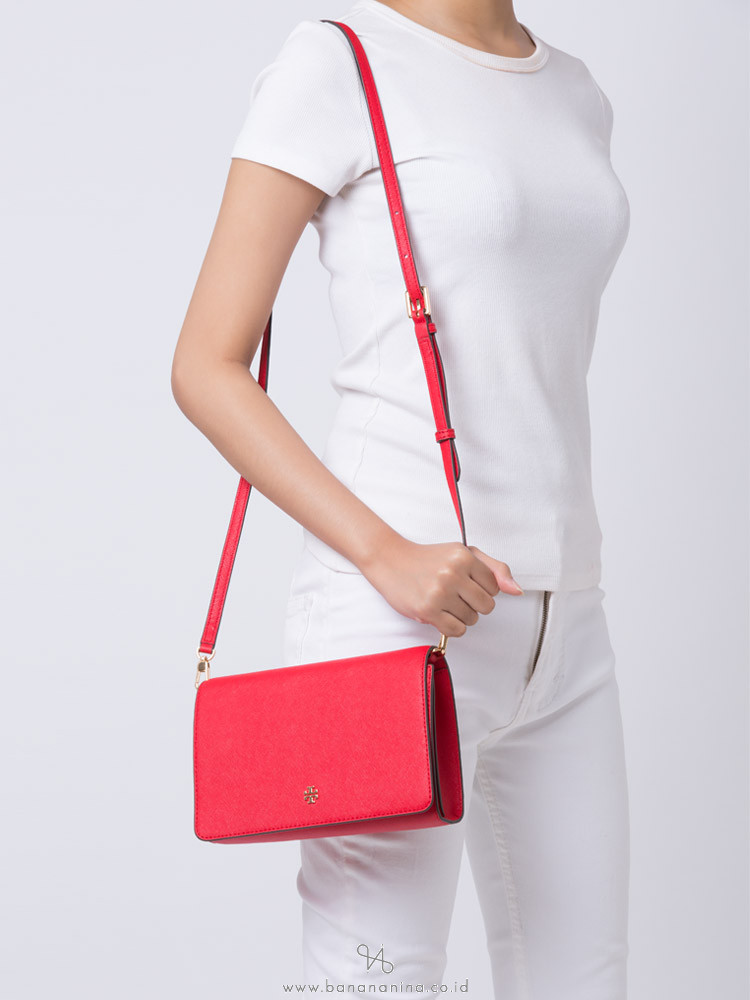 TORY BURCH Emerson Combo Flap Crossbody Brilliant Red