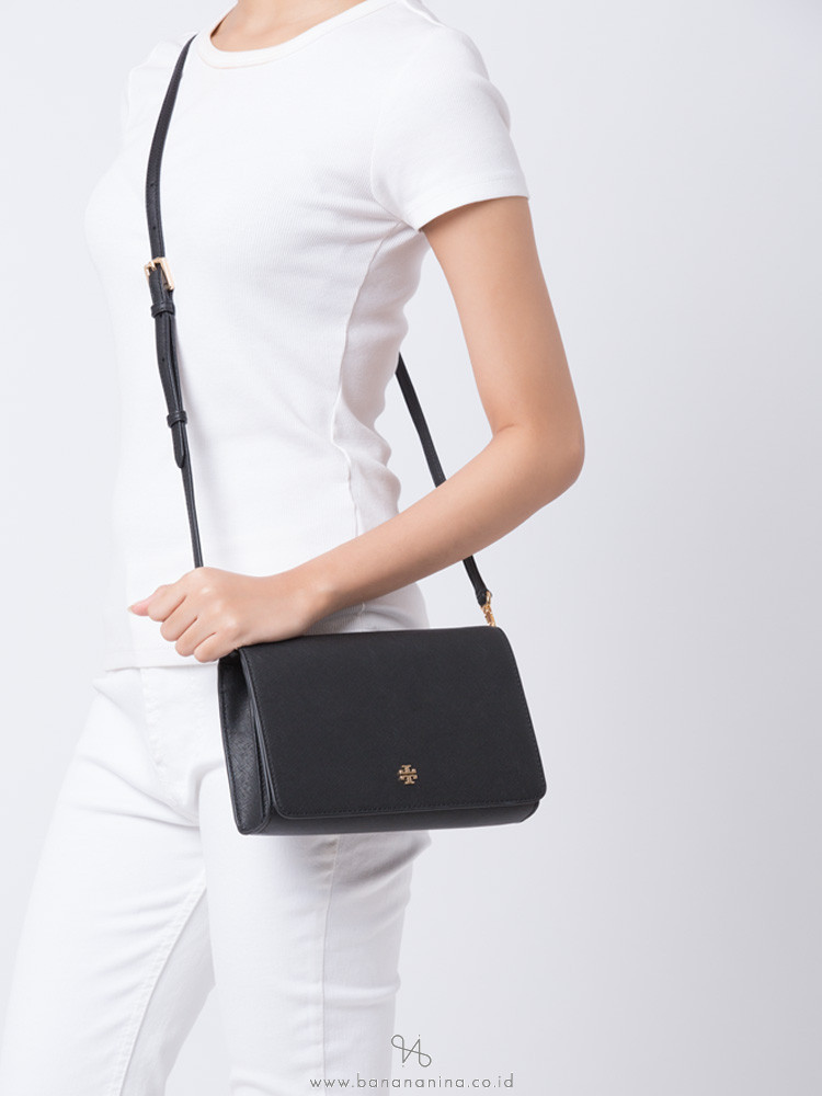 TORY BURCH Emerson Combo Flap Crossbody Black