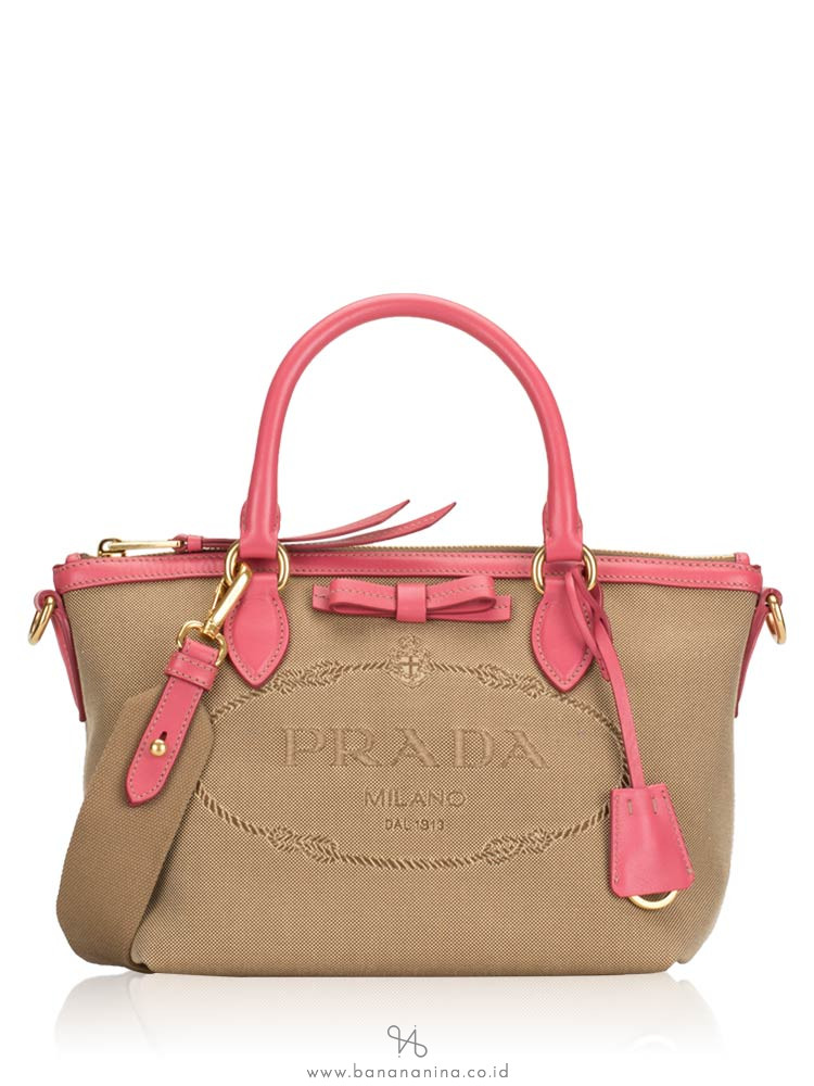 PRADA 1BA111 Glace Calf Satchel Corda Peonia