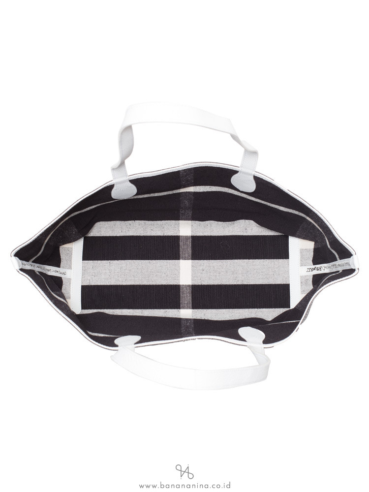 BURBERRY Doodle Honey Medium Reversible Tote Black White