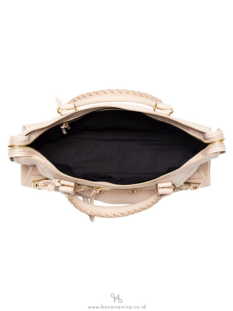 BALENCIAGA Gold Metallic Edge City Beige Praline