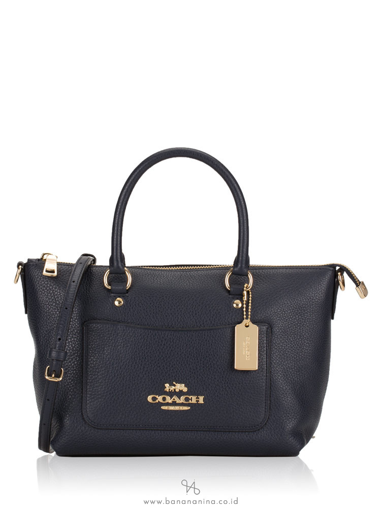 COACH 31466 Pebbled Leather Mini Ema Satchel Midnight